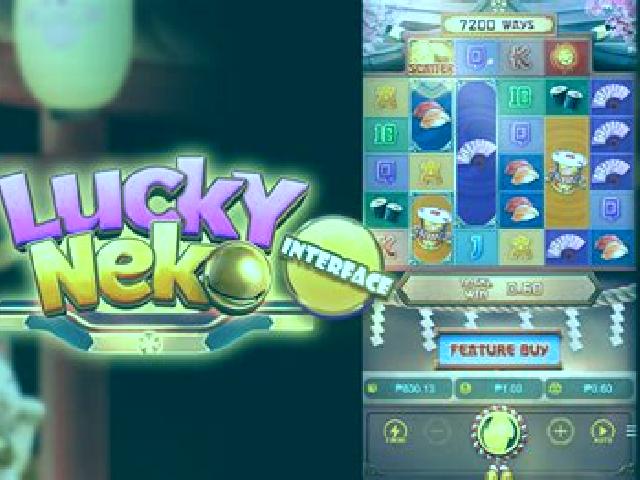Matriz de juego NekoNeko de TaDa Gaming con diseño de Maneki-neko y símbolos Wild